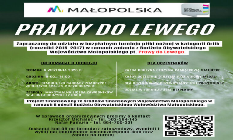 INFORMACJA – TURNIEJ ORLIK 2015 I MŁODSI W ZEMBRZYCACH